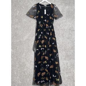 Baltic Born Women's Size Small Floral Marseille Embossed Dress Multi Color Belt